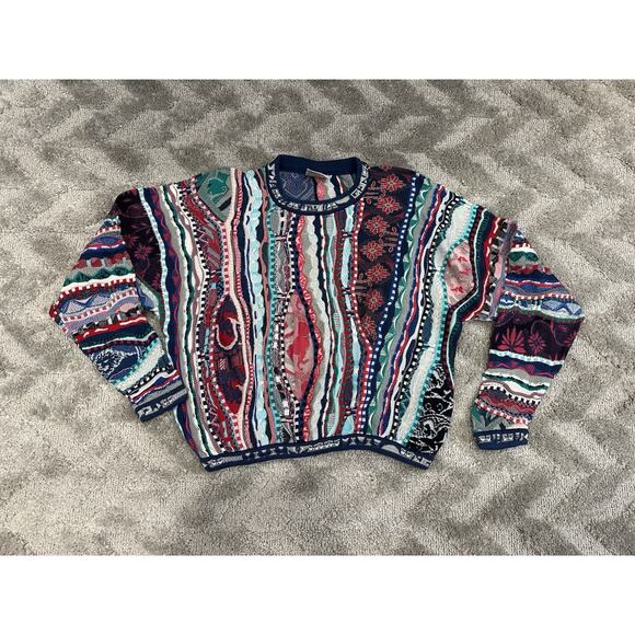 Coogi Multicolor Texted Mercerized Cotton Sweater Large L - Picture 1 of 8